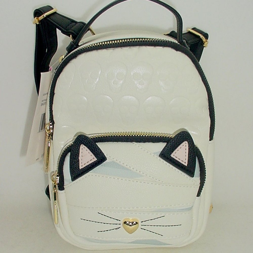 Betsey Johnson Cat Kitten Mummy Halloween Skulltastic Mini Backpack